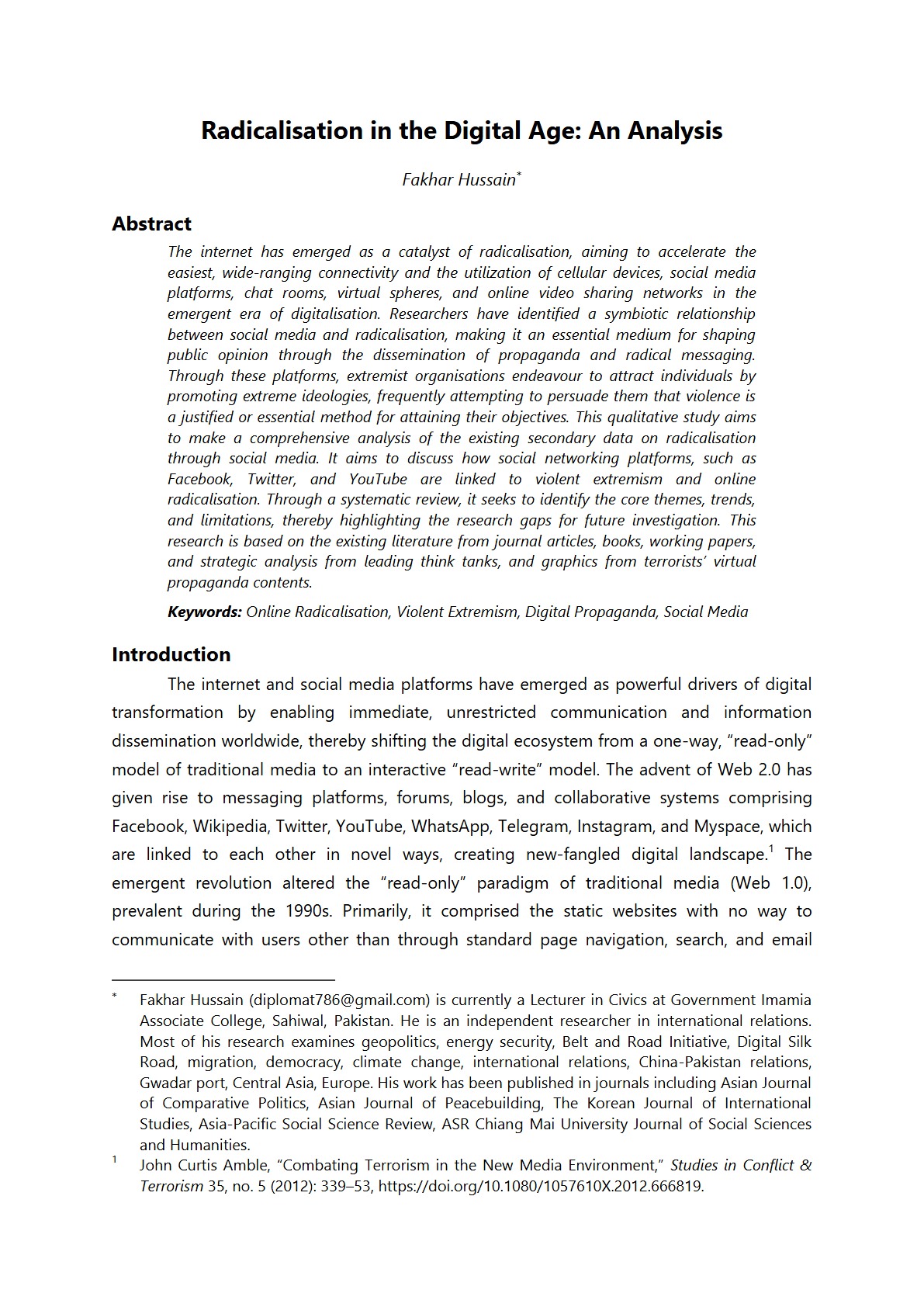 Page 1 of Radicalisation in the Digital Age: An Analysis