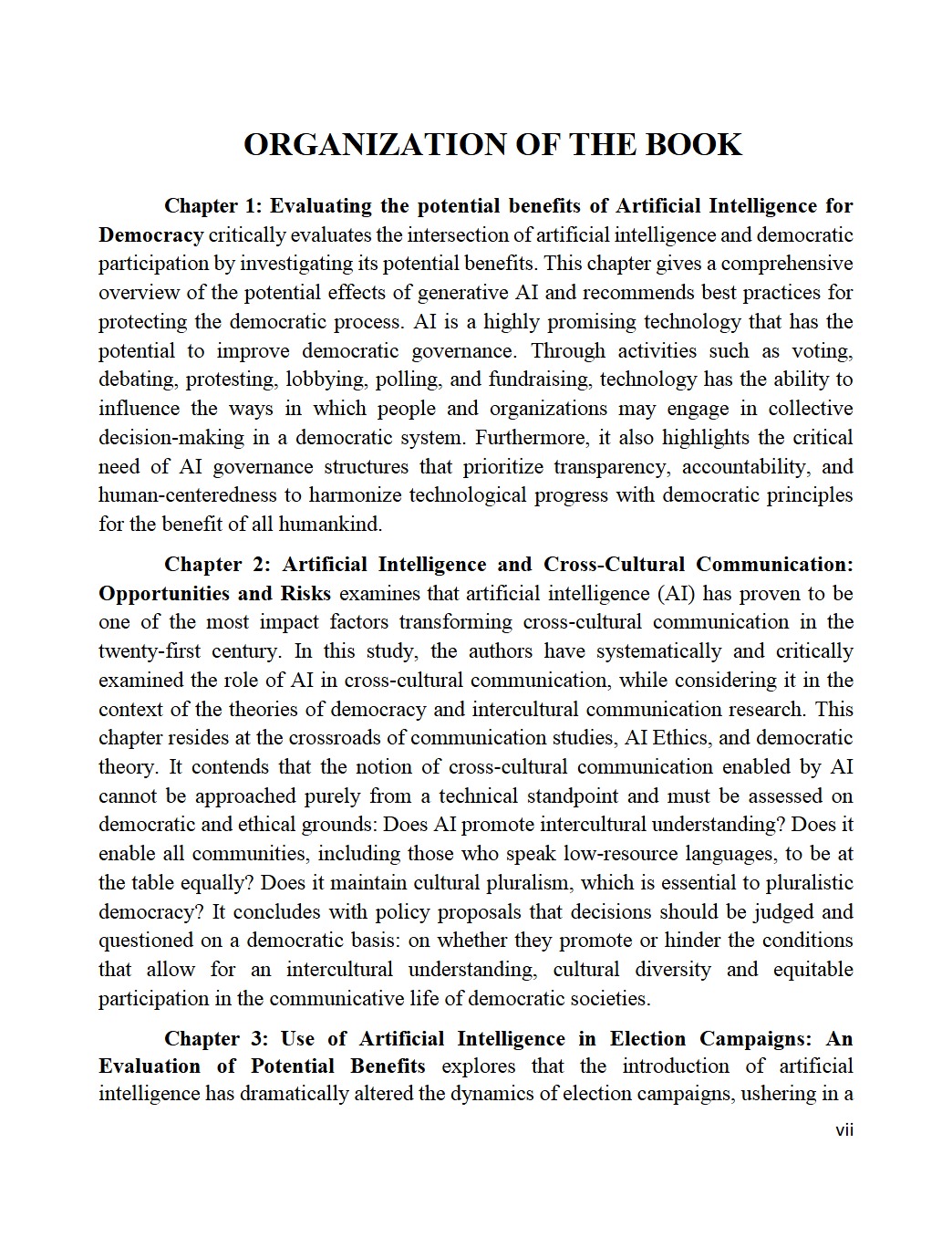 Page 1 of Organization of Book