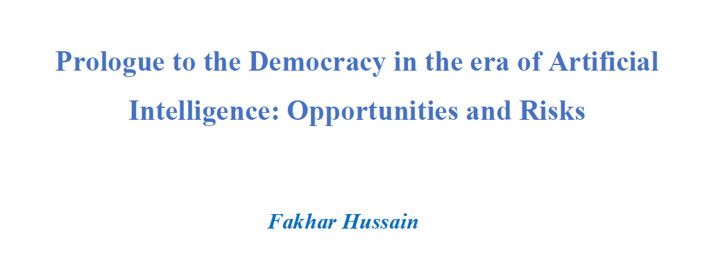 Cover of Prologue to the Democracy in the era of Artificial Intelligence: Opportunities and Risks
